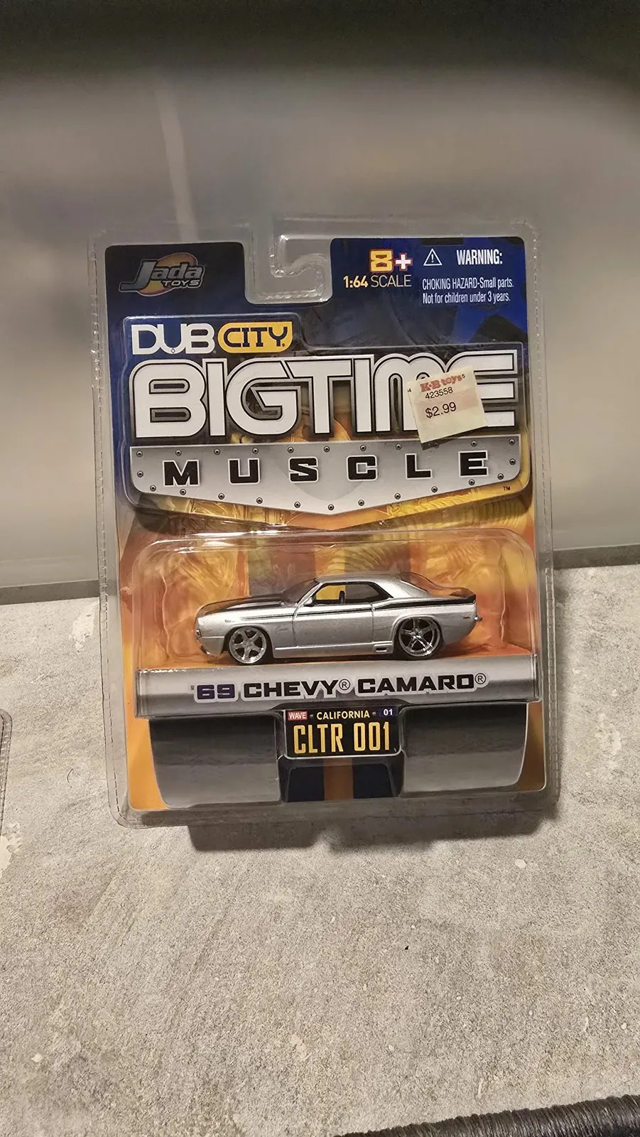 Silver 1969 Chevy Camaro by Jada Toys, Dub City Big Time Muscle, in its blister pack