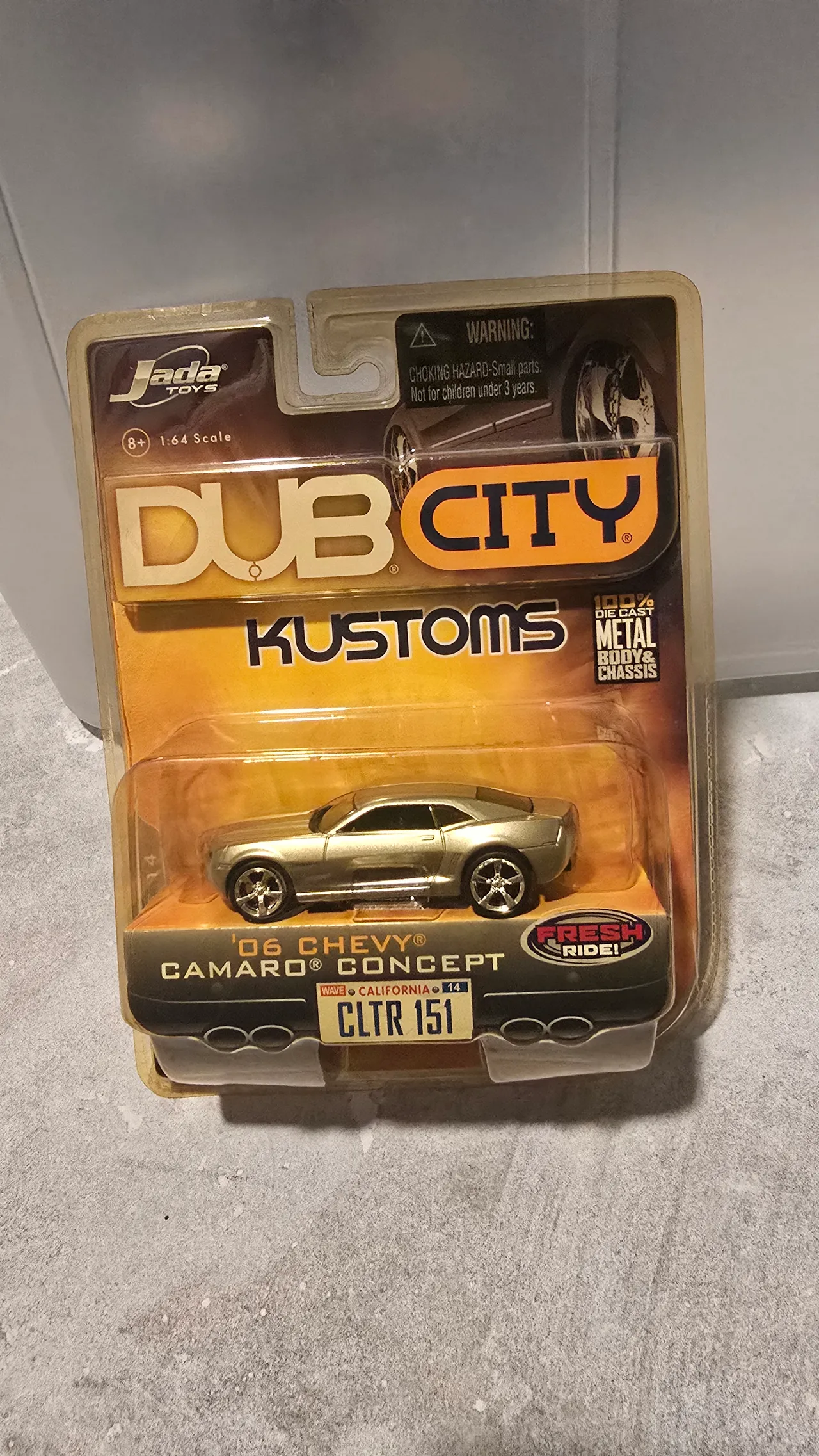 Champagne 2006 Chevy Camaro Concept by Jada Toys, Dub City Kustoms, in its blister pack